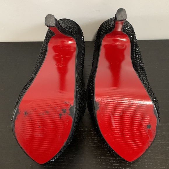 Black suede/rhinestone platform, stilettos - Picture 13 of 13